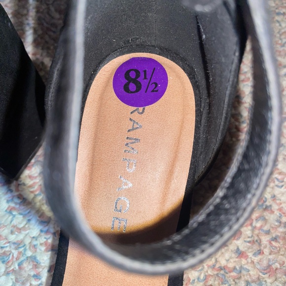 Rampage Open-Toed Felt Black Heels - Picture 3 of 4